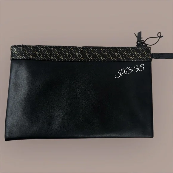 Black Faux-Leather YSL (Yves Saint Laurent) Beauty Cosmetic-Makeup Wristlet Bag - Picture 4 of 9